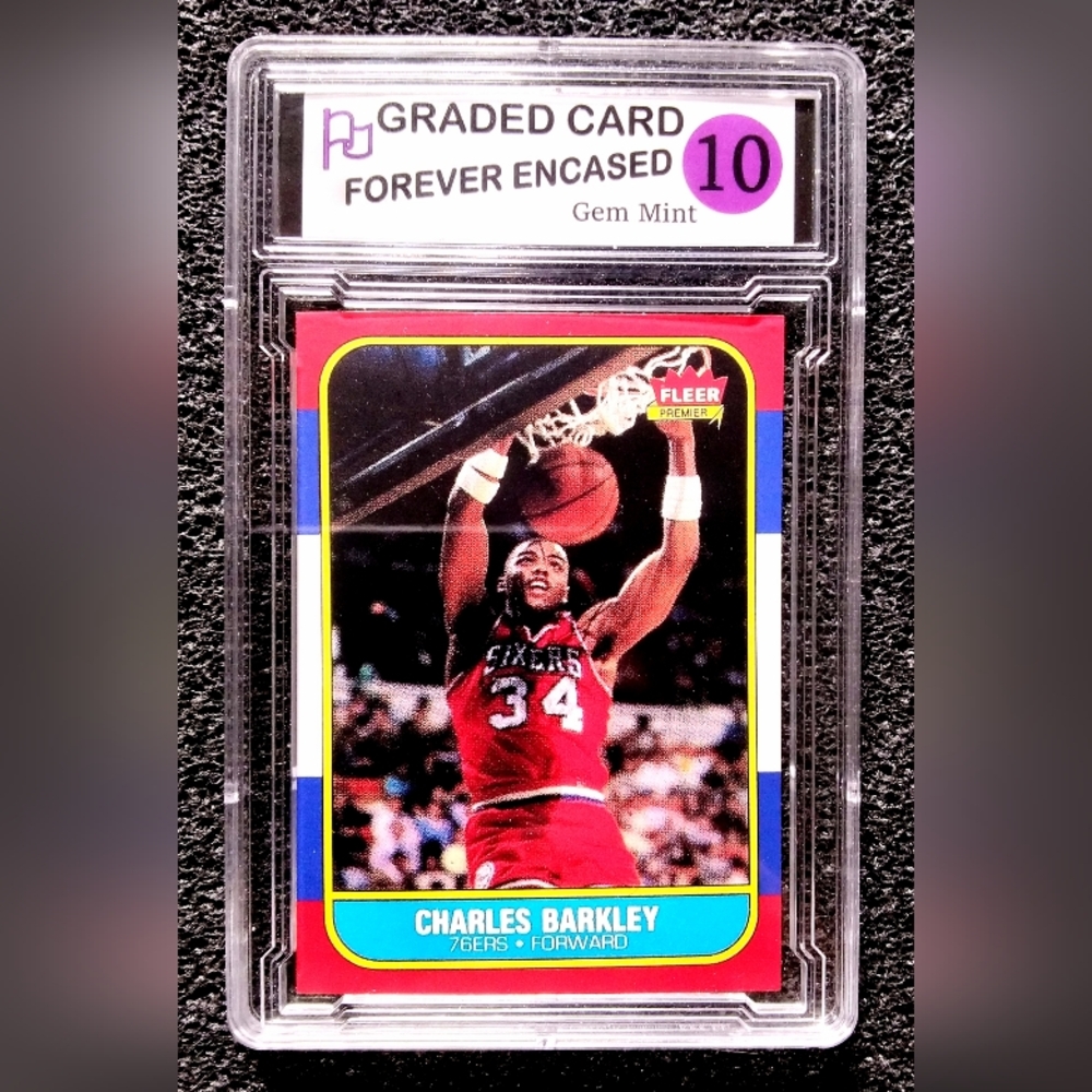 Charles Barkley HOF 1986 Fleer Basketball Rookie Card Graded 10 Gem Mint